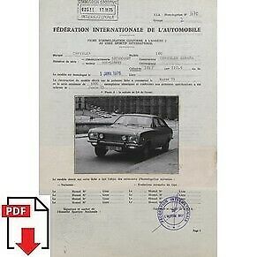 1976 Chrysler 180 (Spain) FIA homologation form PDF download